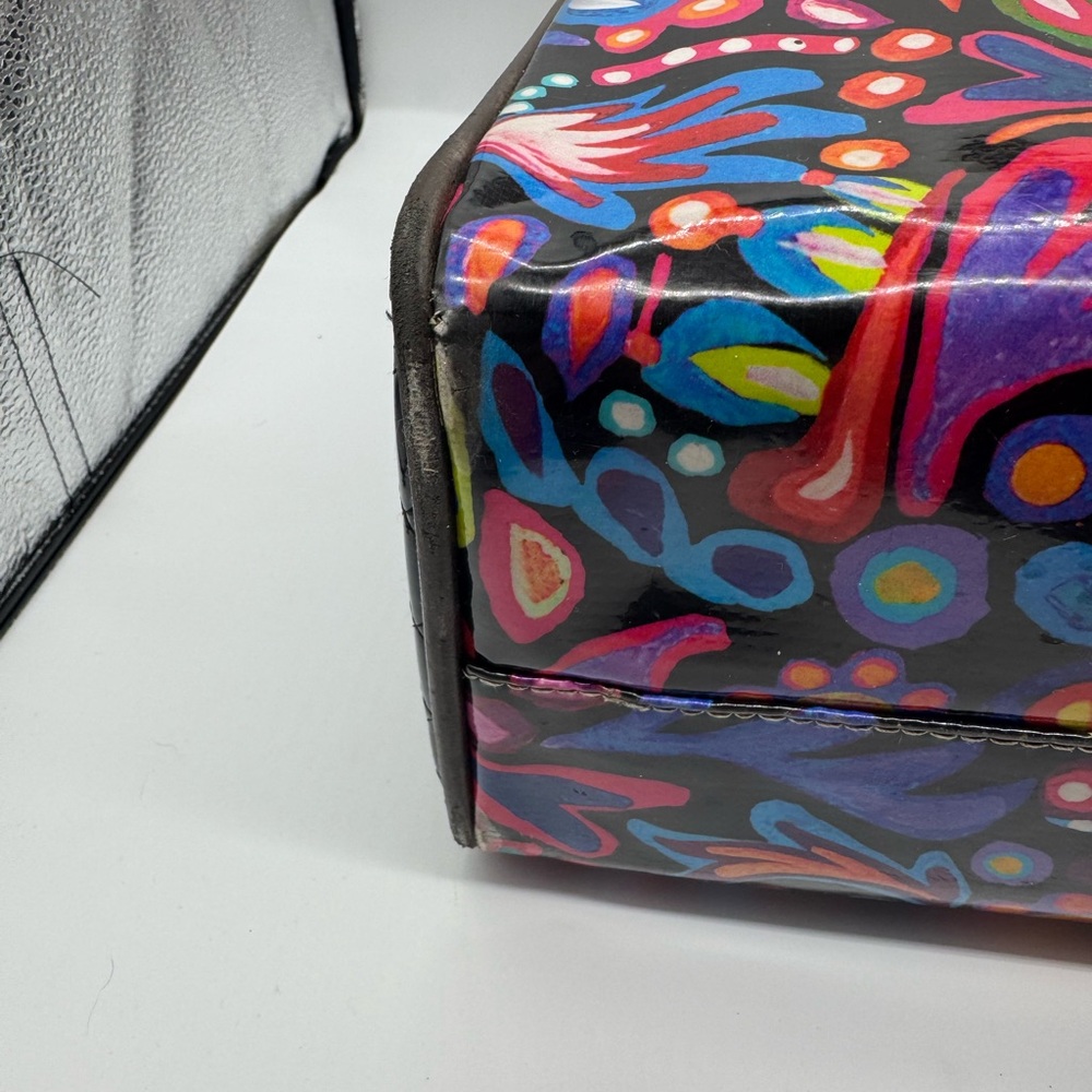 Consuela Multicolor Floral Patent Leather Tote with Heart Charm - Picture 6 of 9